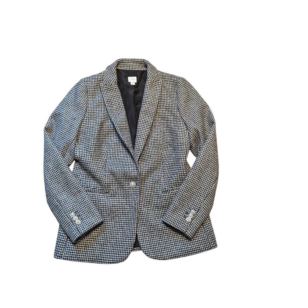J. CREW WOMEN'S Sparkle Houndstooth One button BLAZER, SIZE 4; Wool